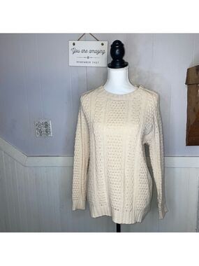 Forever 21 Cream Cable-Knit Sweater wool blend